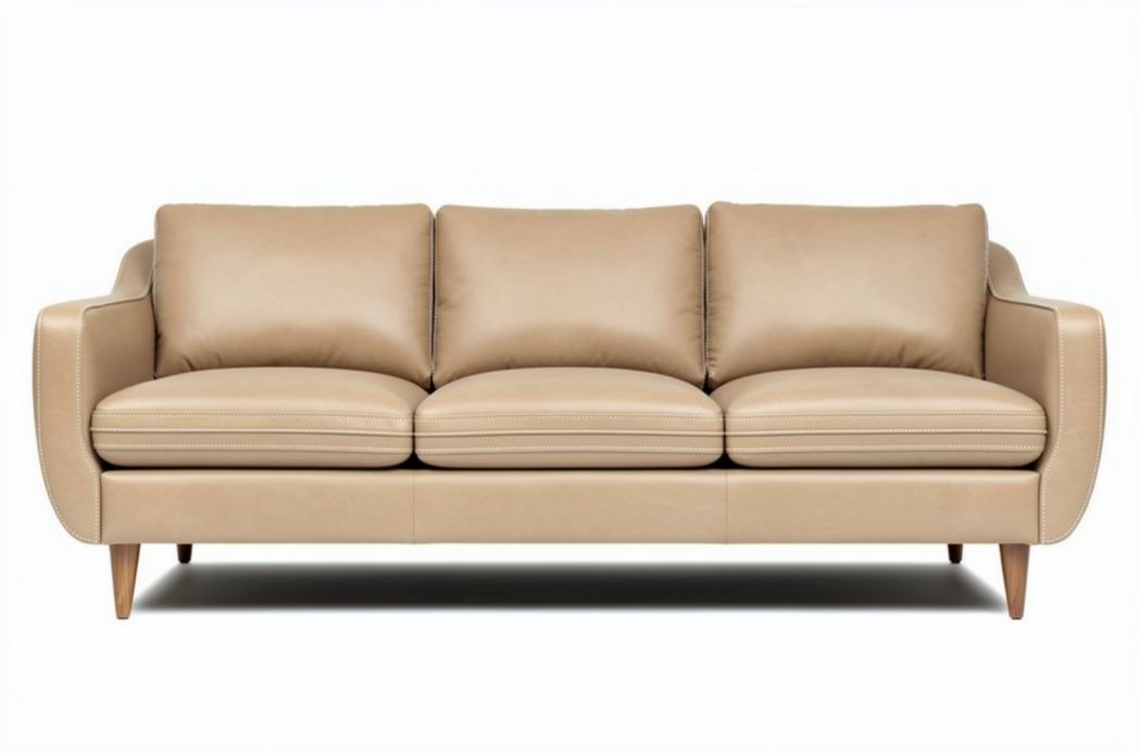 Sofa trzyosobowa z eko-skóry w kolorze beżowym 190 x 85 x 80 cm