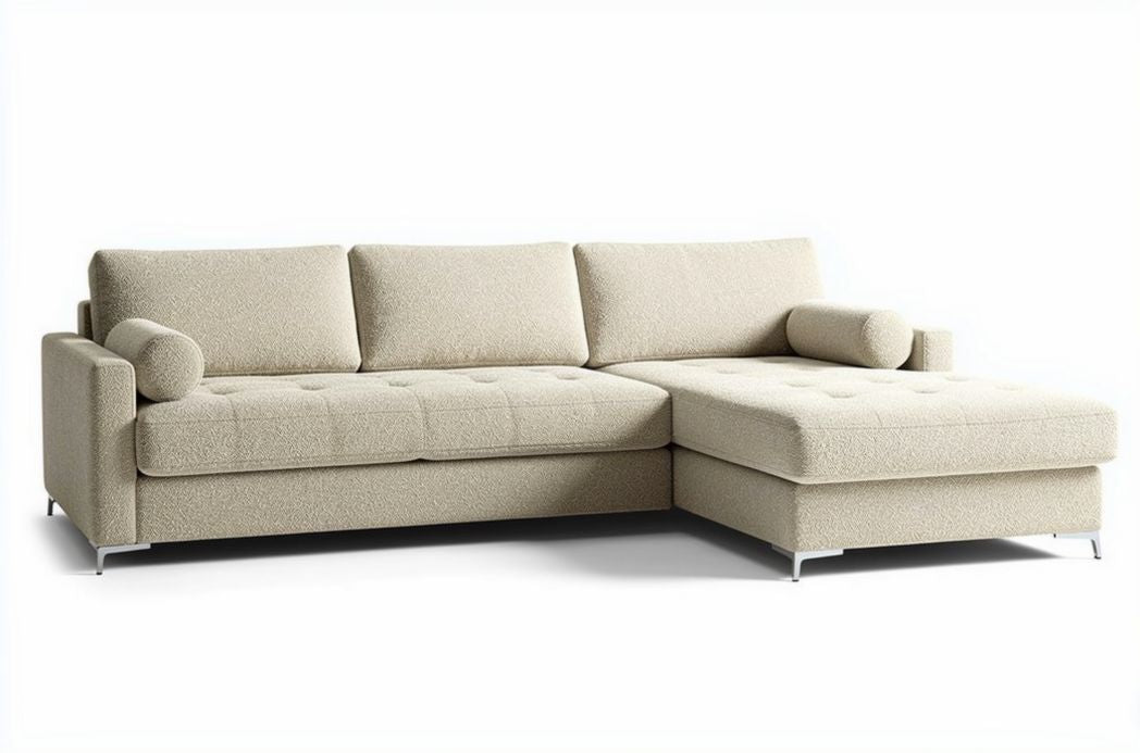 Sofa narożna z tkaniny w kolorze beżowym 240 x 90 x 85 cm