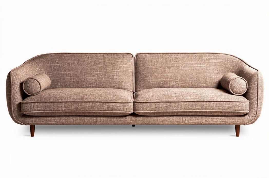 Sofa tapicerowana w kolorze brązowym z drewnianymi nogami 200 x 85 x 85cm